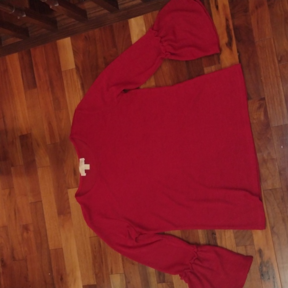Beautiful red long bell sleeve blouse